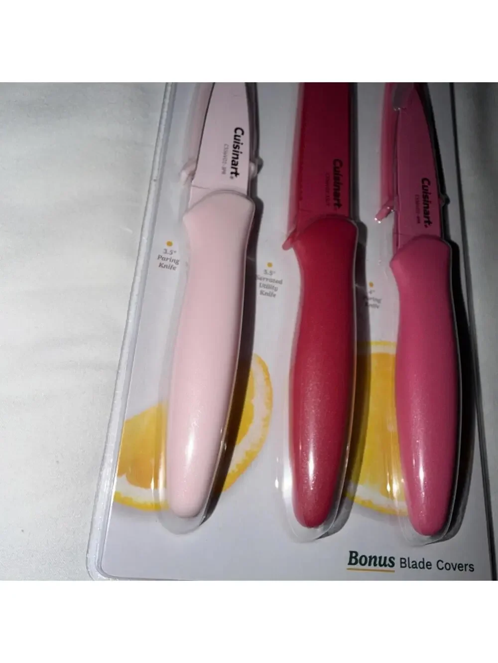 New Cuisinart 6 Pc Nonstick Stainless Steel Paring & Serrated Knives Pink